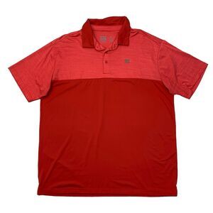 Three Sixty Six Polo Shirt Mens XL Extra Large Red Stripe Stretch Quick Dry Golf